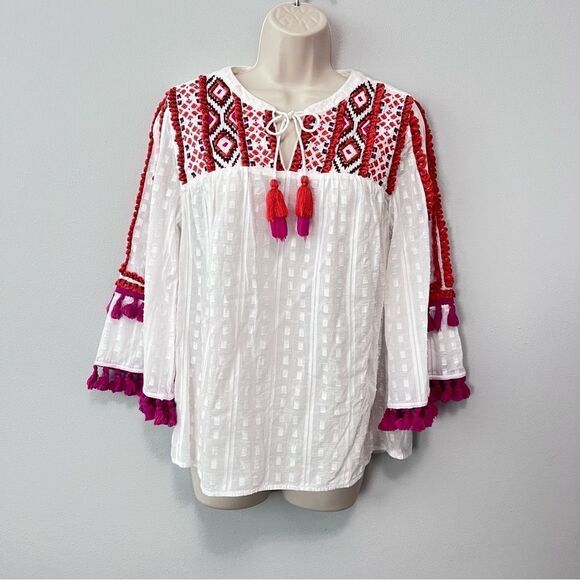 Chico’s Boho Tassel Fringe Top Size S - Picture 1 of 12